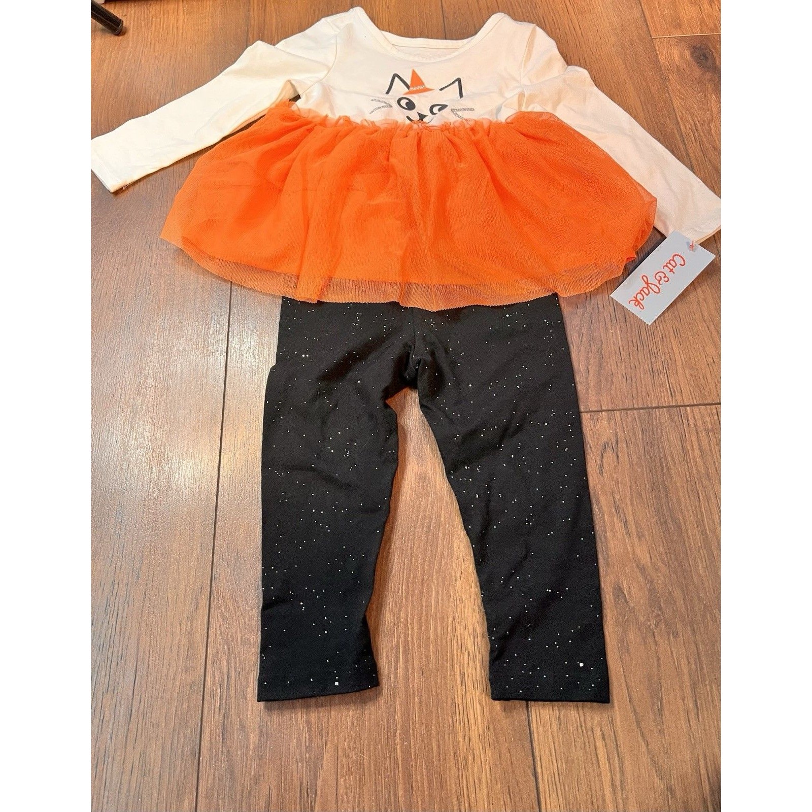 Cat & Jack Girls 18 Months Nwt Halloween Outfit Cat Leggings Shirt Dress